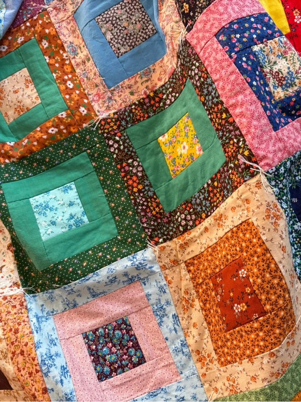 Handmade Multicolor Patchwork Quilt - Vibrant Square Design